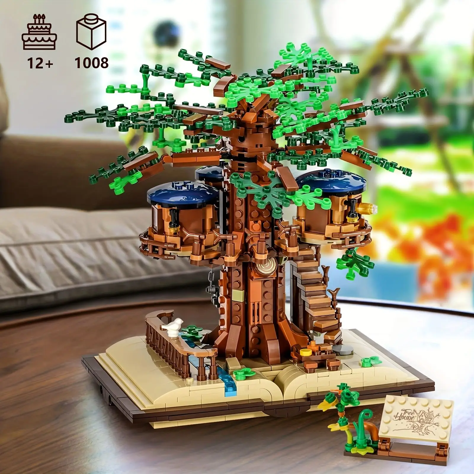 1008ШТ Творчески Дом На Дървото, Изграждане на елементи на Diy Moc Jungle House Street View Модел Тухли Настолен Дисплей Подаръци За Рожден Ден, Детски Играчки