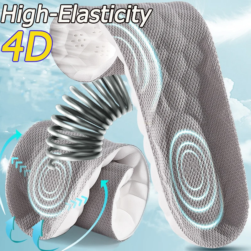4D Ортопедични спортни стелки с Мека дишаща Высокоэластичная амортизирующая уплътнение за обувки за бягане за мъже и жени, Боядисани с масажна стелка