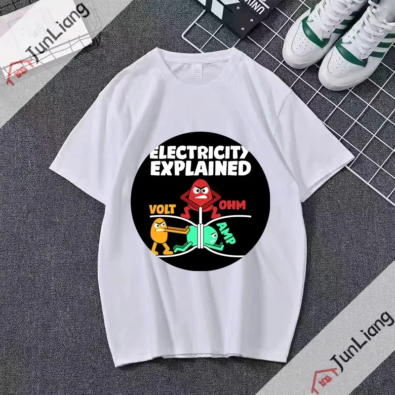 Електротехника Електротехника Интересни Забавни тениски с графичен печат Спортно облекло Man Electricity Explained Y2k Clothing