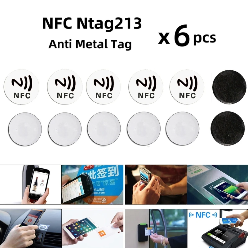 OFBK 25 мм, Кръгли Етикети Етикети NTAG213 Антиметаллическая Залепваща Универсален Етикет NFC213 Tag Металик за Телефони с поддръжка на nfc 6x