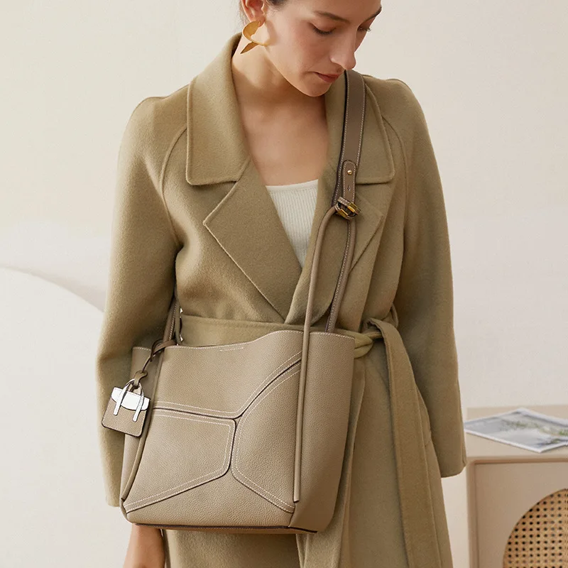 Дамски чанти от естествена кожа, текстурирани мека дамска чанта за през рамото от естествена телешка кожа, луксозни дизайнерски дамски композитни чанти