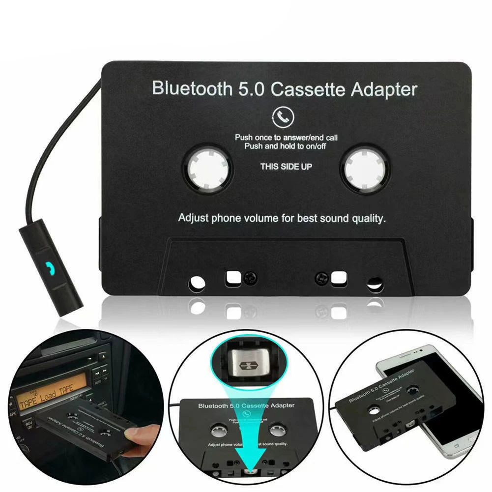 Универсална касета Bluetooth 5.0 Адаптер Конвертор Автомобили магнитола Аудиокассета за Aux Стерео Музикален адаптер за Касетофон