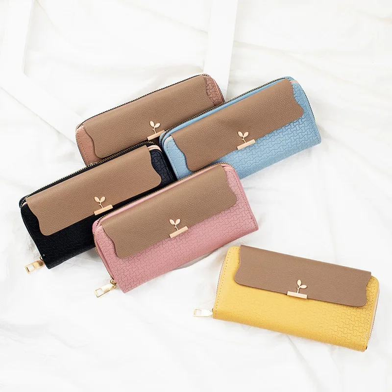 Нов дамски дълъг чанта, просто Ретро-корейска версия на основни модни чанти за мобилен телефон с винтажным принтом, портфейл
