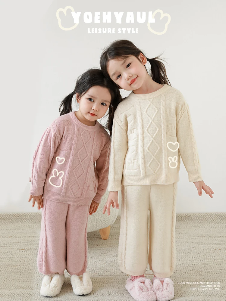 Зимни дрехи за момичета Children ' s Vitality, сладък ветрозащитный топло случайни пуловер, панталони, комплект от две части