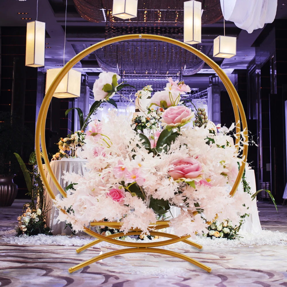 Златна поставка за сватбената торта 80 см Поставка за цветя Цветя Обръч Сватбен декор от Балони Държач за Фон на цветя