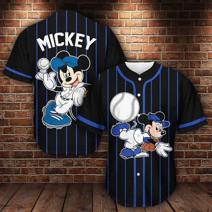 Бейзболна Майк Мики Мъжки Женска Риза Disney Minnie Mickey Mouse Риза Бейзболна Форма С Къс Ръкав Хип-Хоп Бейзболна форма