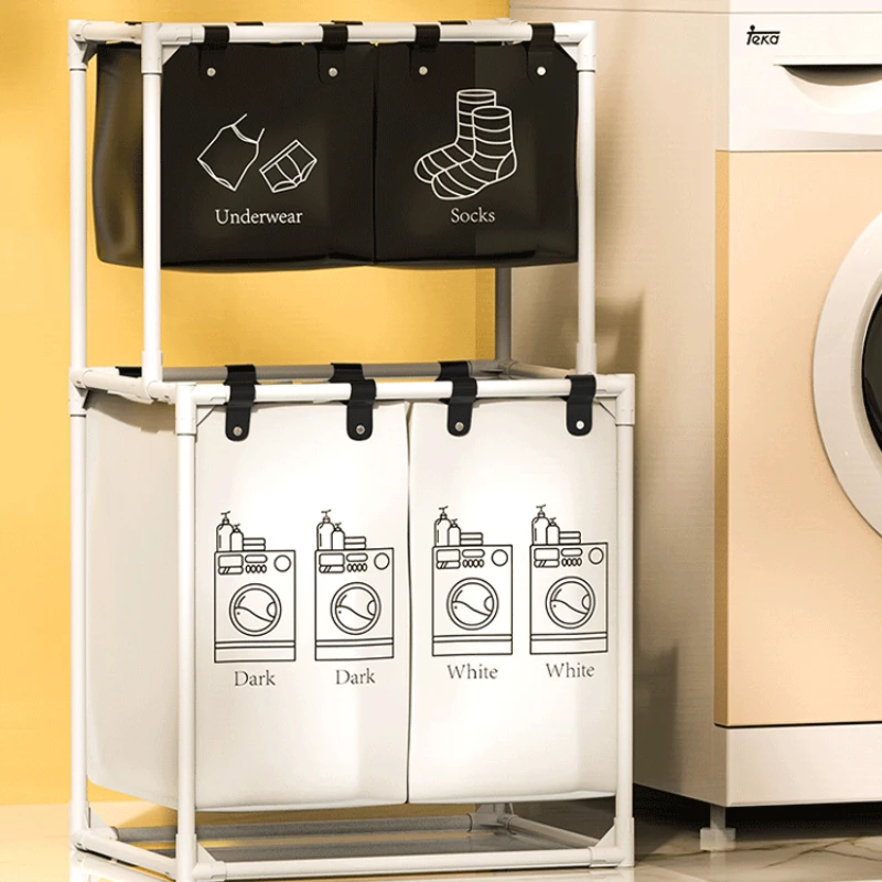 Количка за мръсно бельо Класификация на пералната машина Кошница за съхранение на тоалетни Мръсна многопластова Голям капацитет и спестяване на пространство