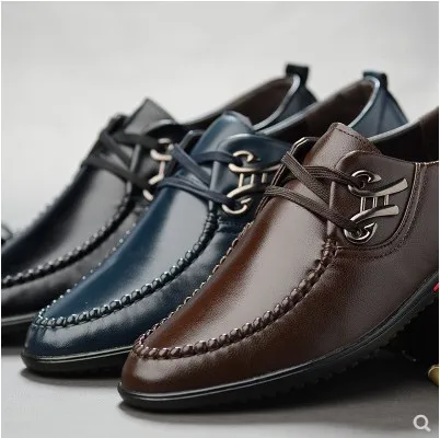 Мъжки модел обувки Класически слипоны от черна кожа на големия размер, с остри пръсти Бизнес ежедневни мъжки официални обувки за сватба