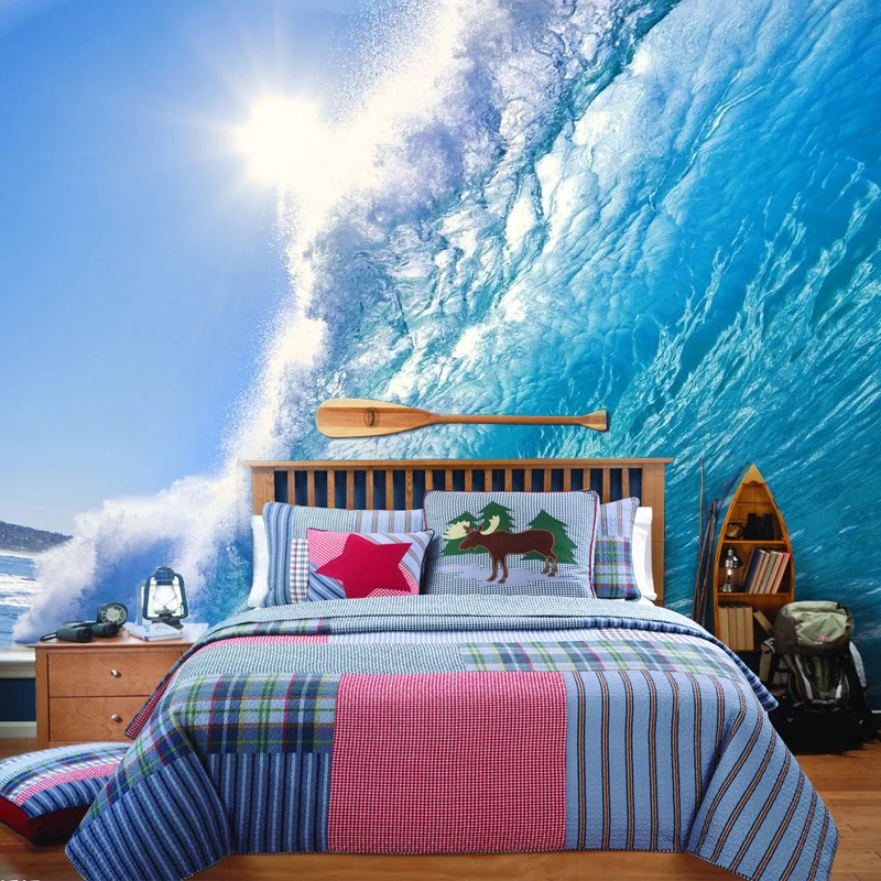 beibehang 3d тапети син океан спалня творчески нетъкан тапет начало декор може да се направи по индивидуален размер