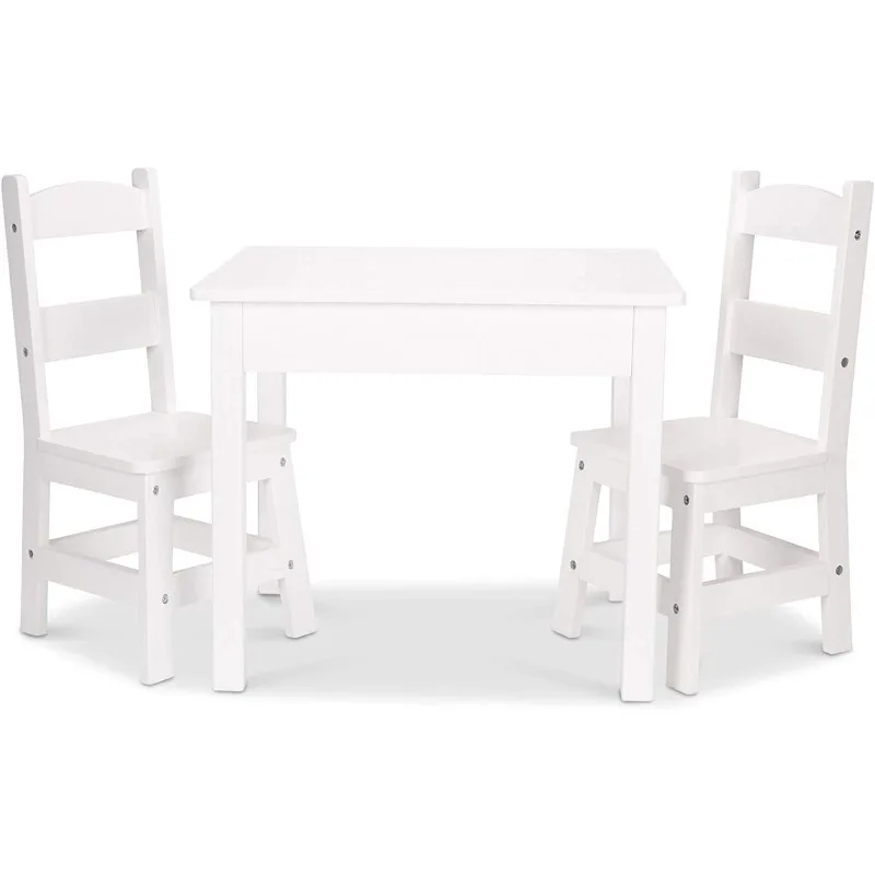 Дървена маса и Столове - Бял
