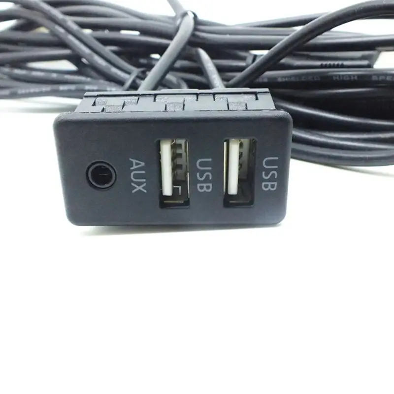 1,5 м Dual USB удължителен кабел за автомобилни закрепване AUX адаптер за зареждане на мобилен телефон