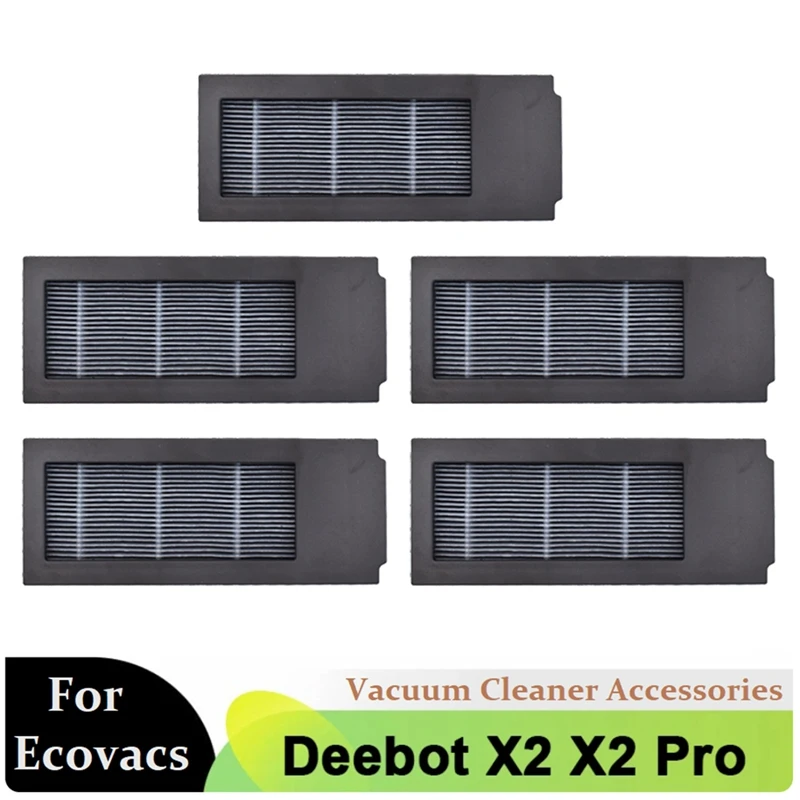 Hepa Филтър От 5 Части Черна Пластмаса, За Прахосмукачки Ecovacs Deebot X2 Omni/X2 Pro/X2 Robot Vacuum Accessories