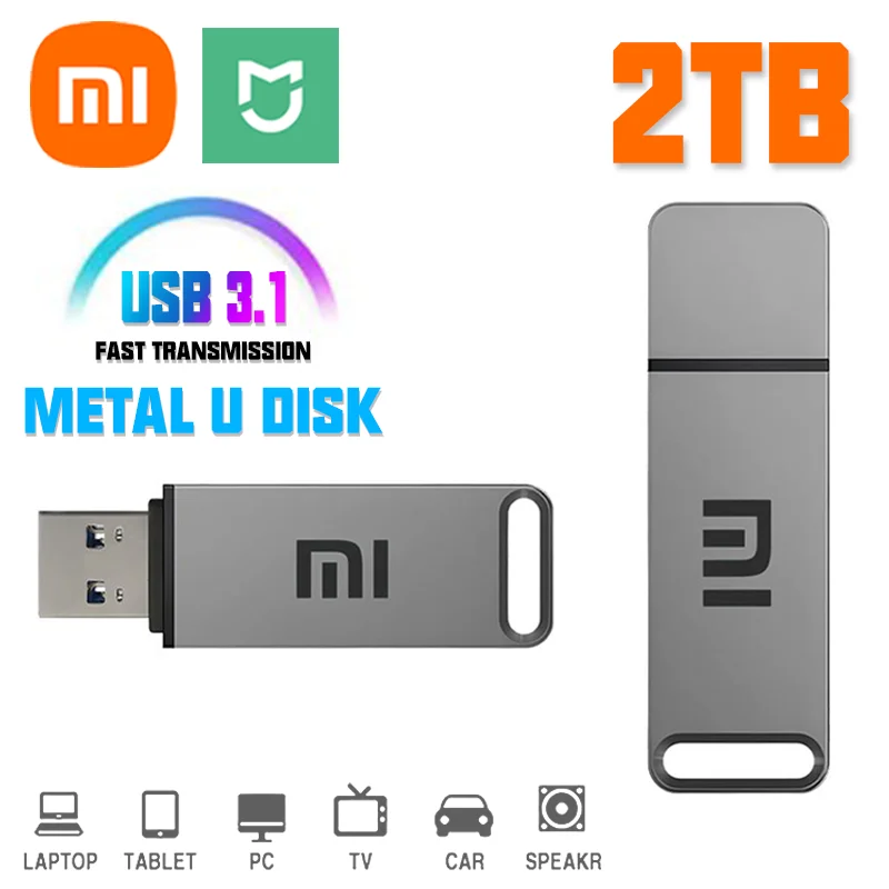 Оригинален Xiaomi Mijia USB 3.1 Флаш устройство за високоскоростен пренос на данни, водоустойчив метален U-диск с голям капацитет 2 TB, Новост