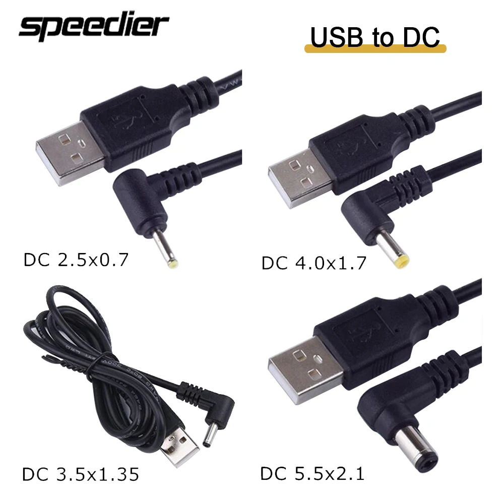 Захранващ кабел USB-DC 4,0 mm x 1,7 mm 2.0x0.6 мм и 2.5x0.7 мм 3.5x1.35 мм 5.5x2.1 мм 5.5x2.5 1,0 M 2A Подкрепа на Свързване на кабела на зарядното устройство 5V