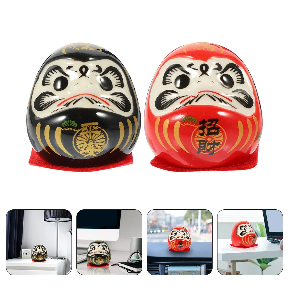 2 елемента Настолни Миниатюрни Керамични Фигурки Daruma Fortune на Японското Производство