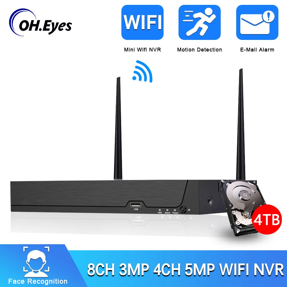 8CH H. 265 3MP 4CH 5MP Безжична Видеорекордер Wifi Система за Камери за Видеонаблюдение P2P IP Мрежова Камера 3MP Видео NVR За XMEYE ICSEE