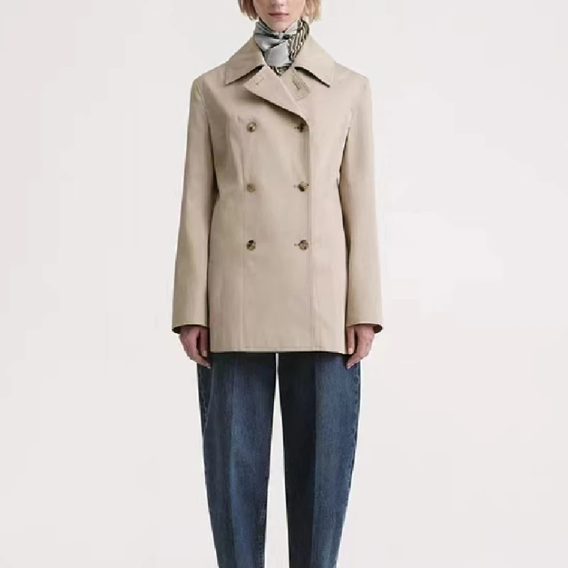 Жена прост двубортный сако с висока талия, Къс ветровка, универсална яке, Нов стил началото на есента 2023 година