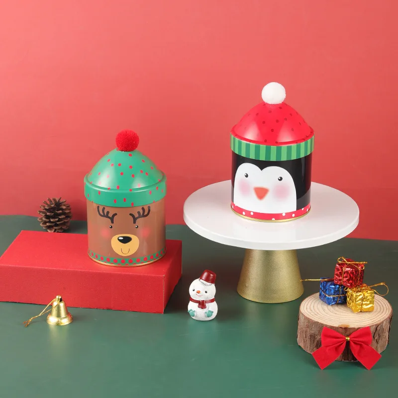 Коледа Ведерко за шоколадови бонбони, Кутия за съхранение на Лосове Снежен човек Желязна Кутия с ръчен Подарък за деца, Подарък пакет