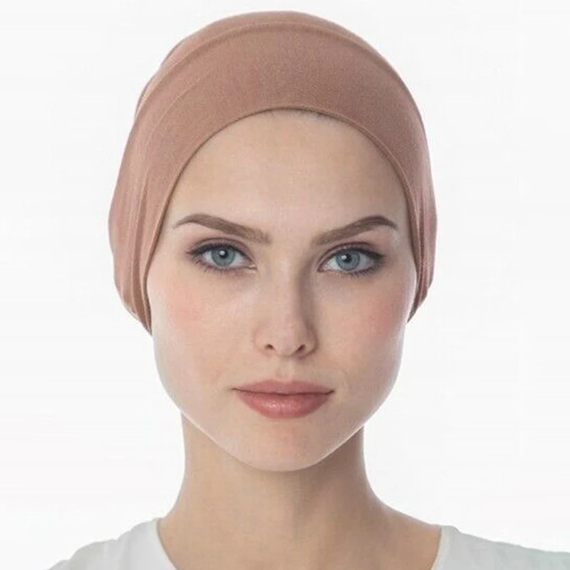 2023 Нов дизайн, однотонная еластична вътрешна капачка на мек памук джърси, хиджаб, подшлемники за жени, мюсюлманска мода шапчица 22 * 21 см