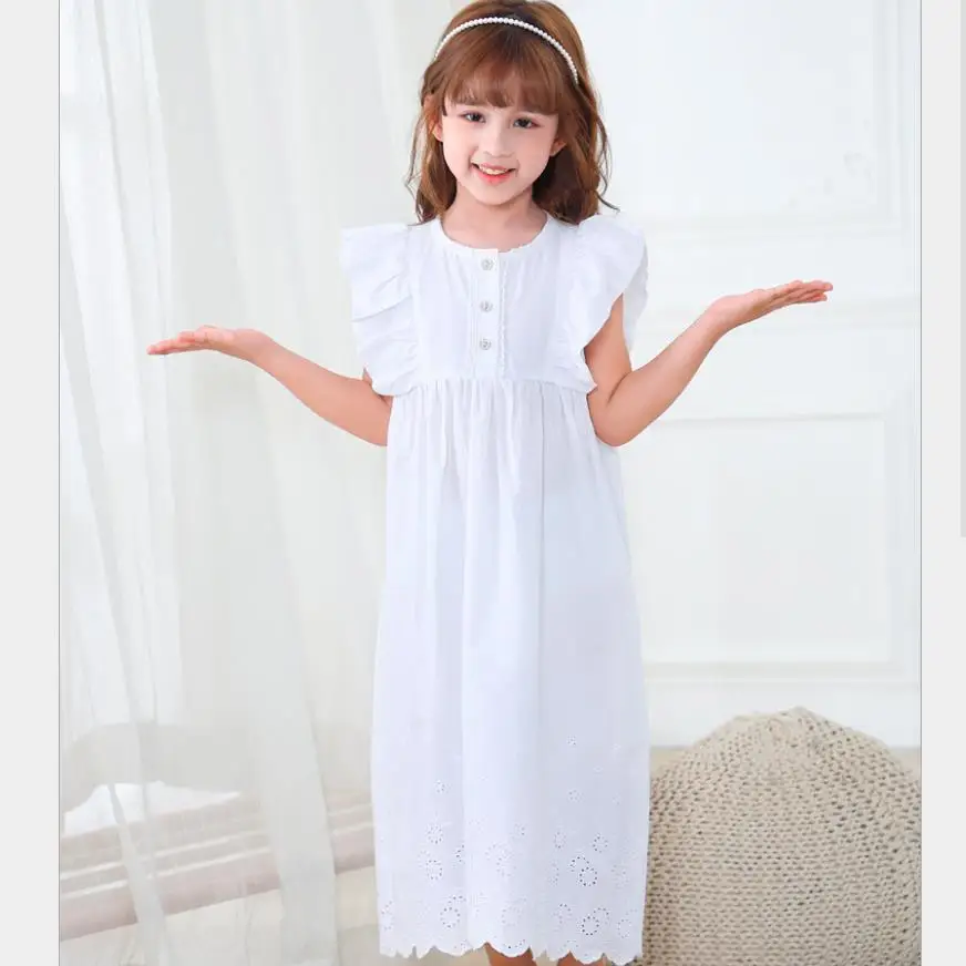 Памучни пижами за момичета, лятото ново принцеса рокля с волани, детска домашно облекло, дворцовата нощница, детски дрехи wz79