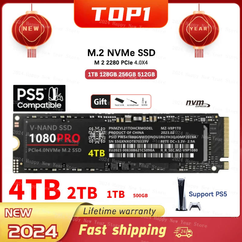 Нов SSD 2024 Оригинала M2 NVMe 4 TB 1080PRO NGFF NVME Вътрешен Твърд Диск 1 TB hdd Твърд Диск M. 2 2 TB за преносим Компютър PS5