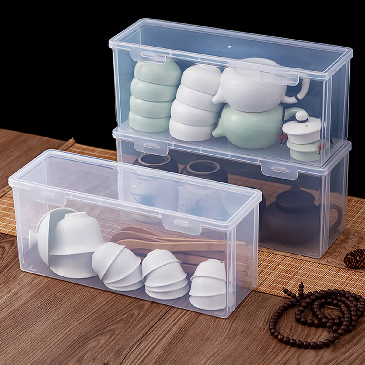 WORTHBUY Прозрачна Запечатани Кутия За Съхранение С Капак Чай влагат влагоустойчиви Кутии-Организаторите Домашен Пластмасов Контейнер За Съхранение