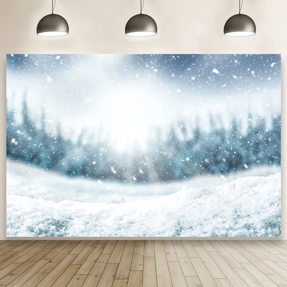 Laeacco Winter Snow Scene Light Boke Природа Семейно бижу Портрета снимков фон за фото студио