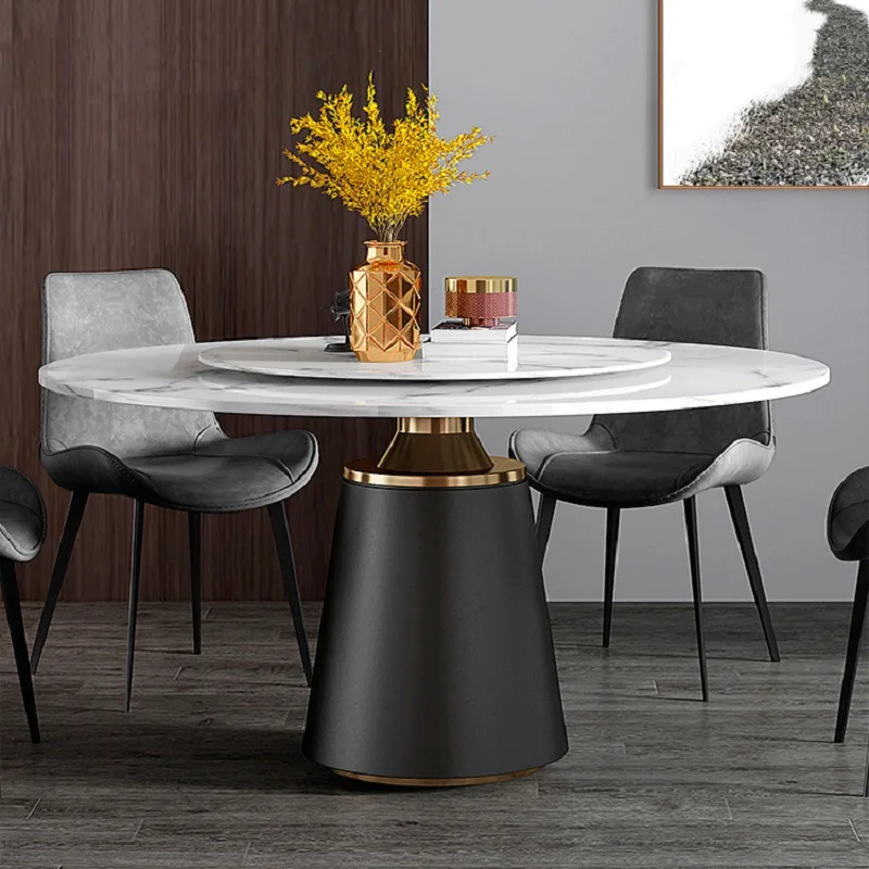 Италиански лесен луксозна кръгла маса с поклащайки маса за 6-8 души дизайнерска маса за хранене с кръгла форма