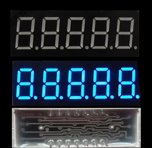 1БР 0,36-инчов 5-дигитален led дисплей със 7-сегментным синьо модула с общ катод