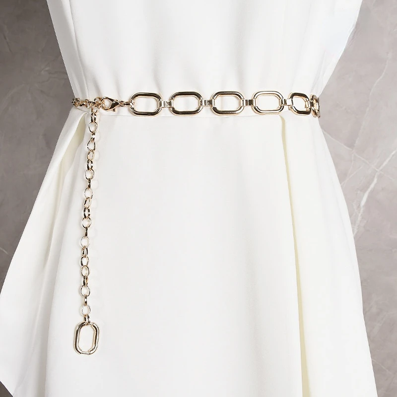 Овални поясная верига Женствена рокля Риза с Колан бижутериен колан Модна верига Реколта Универсална Проста декоративна Поясная верига