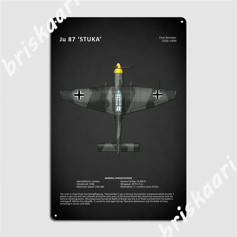 Юнкерс Ju 87 Stuka Метална табела Club Bar Club Classic Лидице знак Плакат