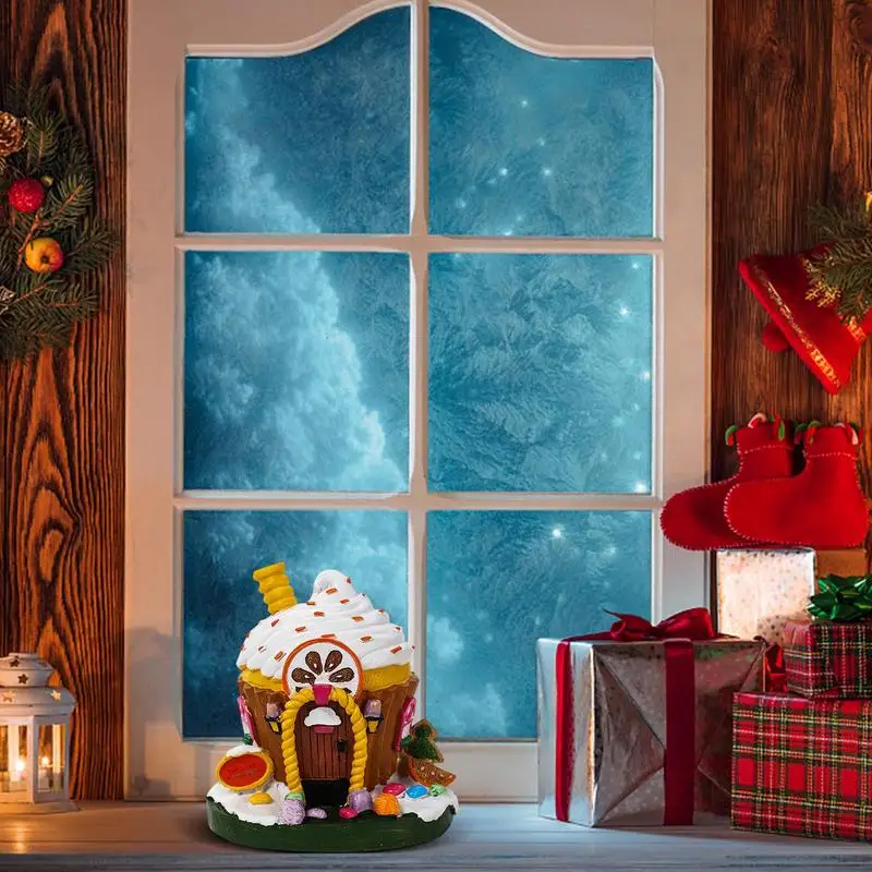 Led Коледни Снежни къщи Микроландшафт Светещ Окачване Миниатюрни настолно украшение Навидад Noel Хол