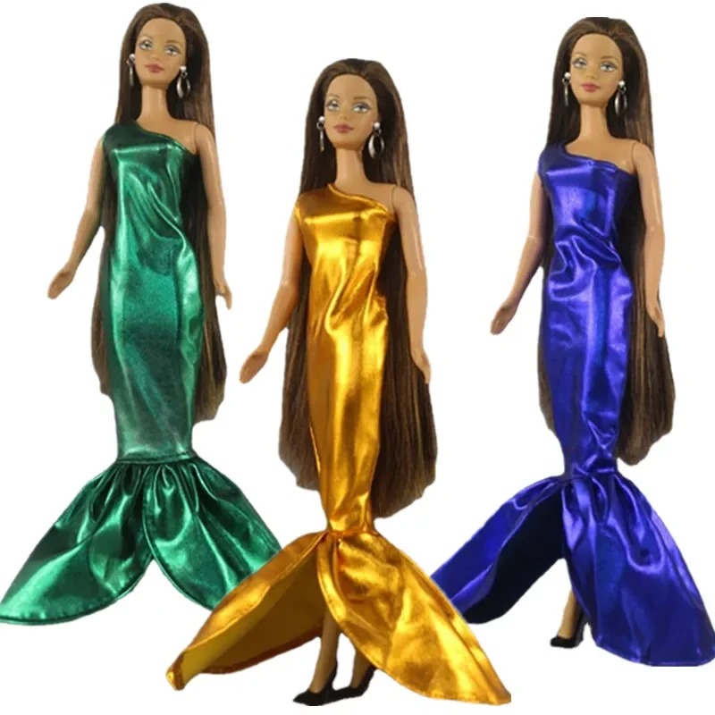 1/6 стоп-моушън облекло Зелена Синя рокля със златния риба опашка за Барби Дрехи за Барби в Облекло Вечерна рокля 11,5 