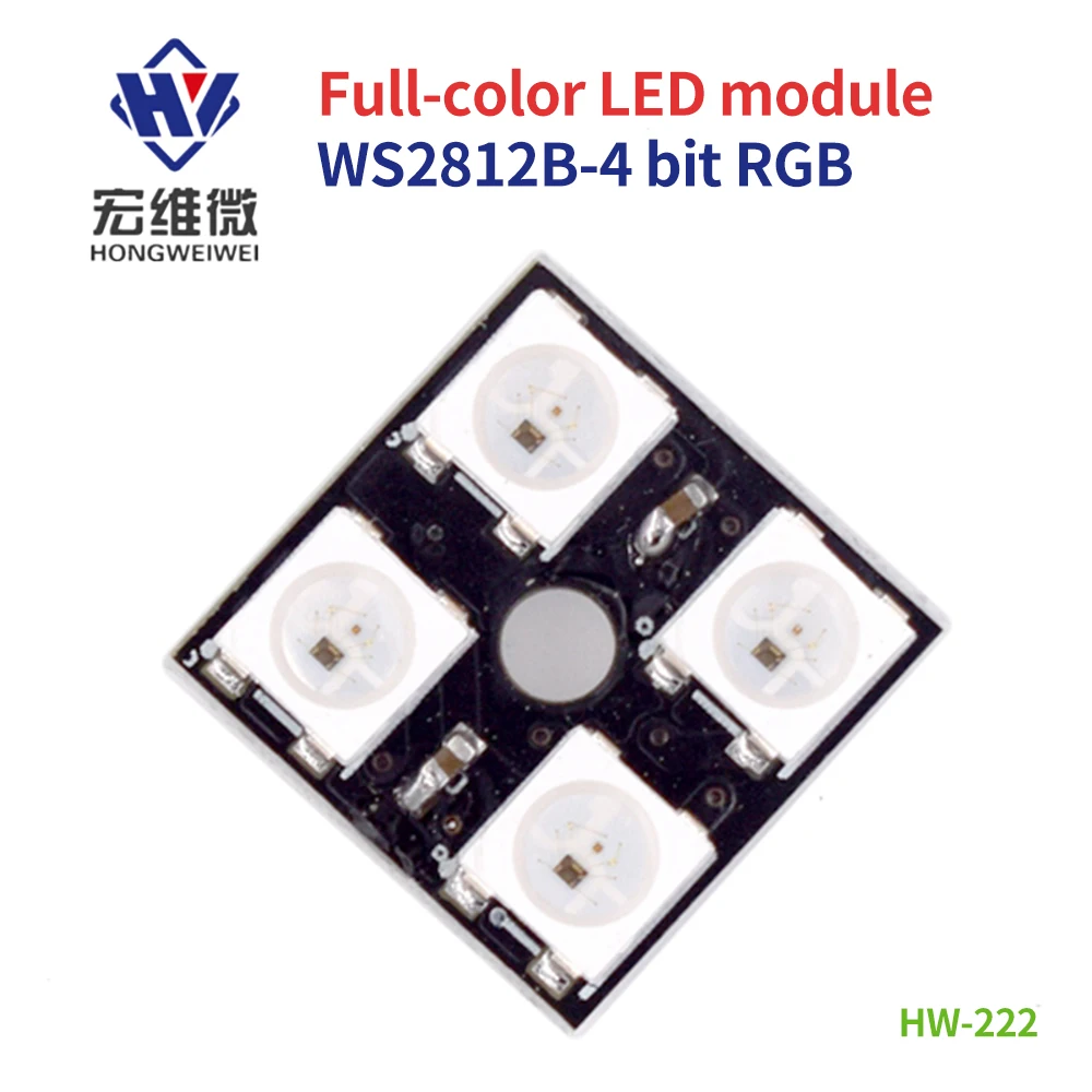 2X2-битов пълноцветен светодиоден модул WS2812B, 4-битов пълноцветен водача RGB, 4-битов модул цветни лампи, такса за разработка на Smart Електроника
