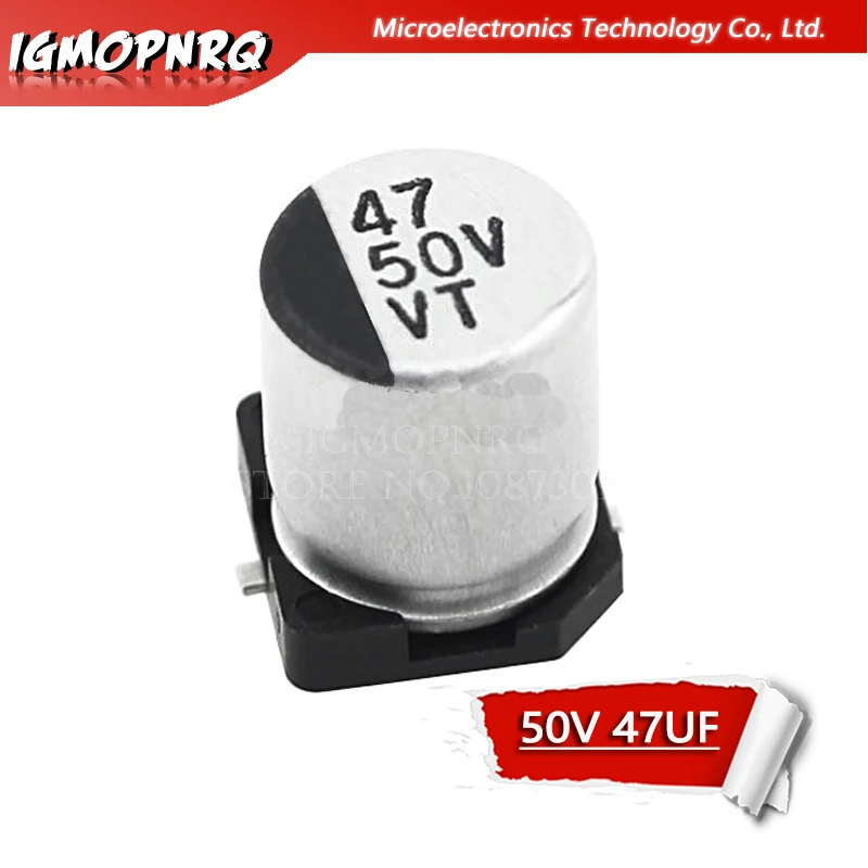 10ШТ Електролитни кондензатори 50V47UF 6.3 * 7.7 мм алуминий SMD електролитни кондензатора 47uf 50v