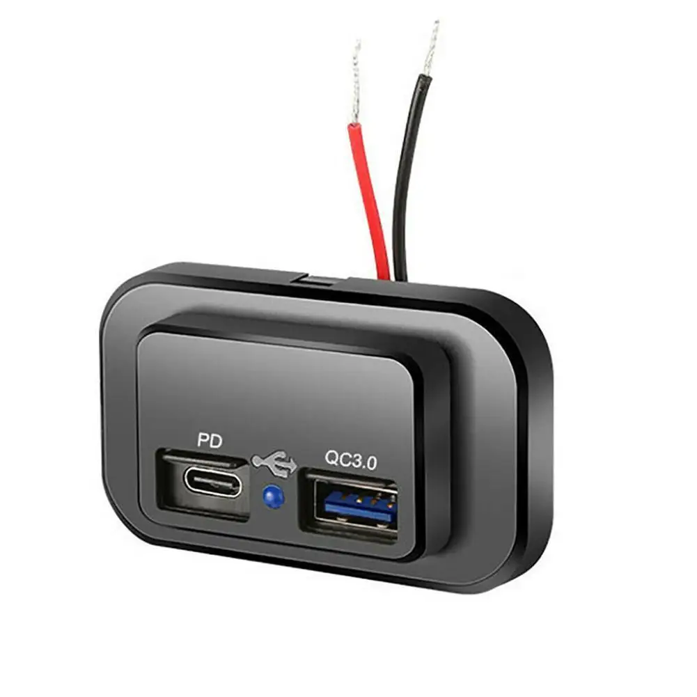 12/24-36 W QC3.0 + PD Двойно USB Порт за Зарядно Устройство, захранващ Адаптер Водоустойчив Led Конектор За Зареждане на Мобилен Телефон, Изход Таблото на Автомобила Аксесоари