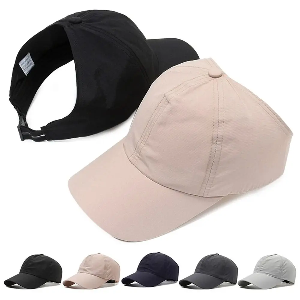 Памучен шапка с кон опашка, солнцезащитная, бързосъхнеща, с отвор за cauda equina, солнцезащитная шапка, шапки за момичета