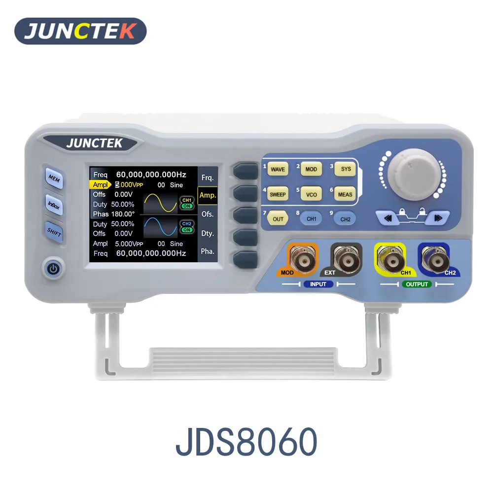 Генератор на сигнали JUNCTEK JDS8060 60M Двоен Функционален Източник на сигнала за произволна форма 275MSa/s 14bits Частотомер
