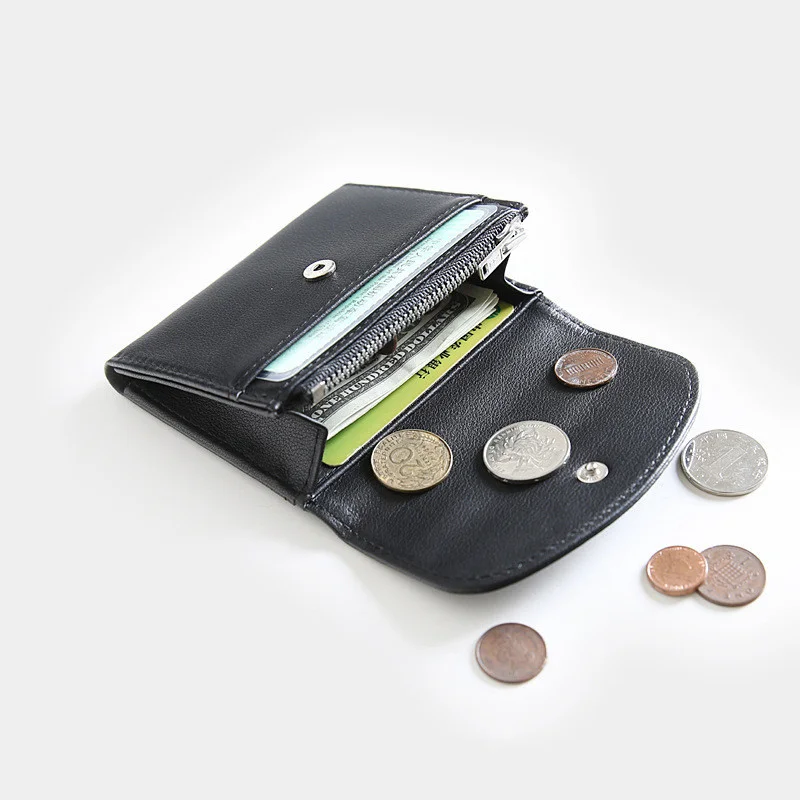 Мъжки женски портфейл от 100% естествена кожа, ретро кратък мъжки портфейл от телешка кожа, държач за карти, чанта за пари, с джоб за монети с цип
