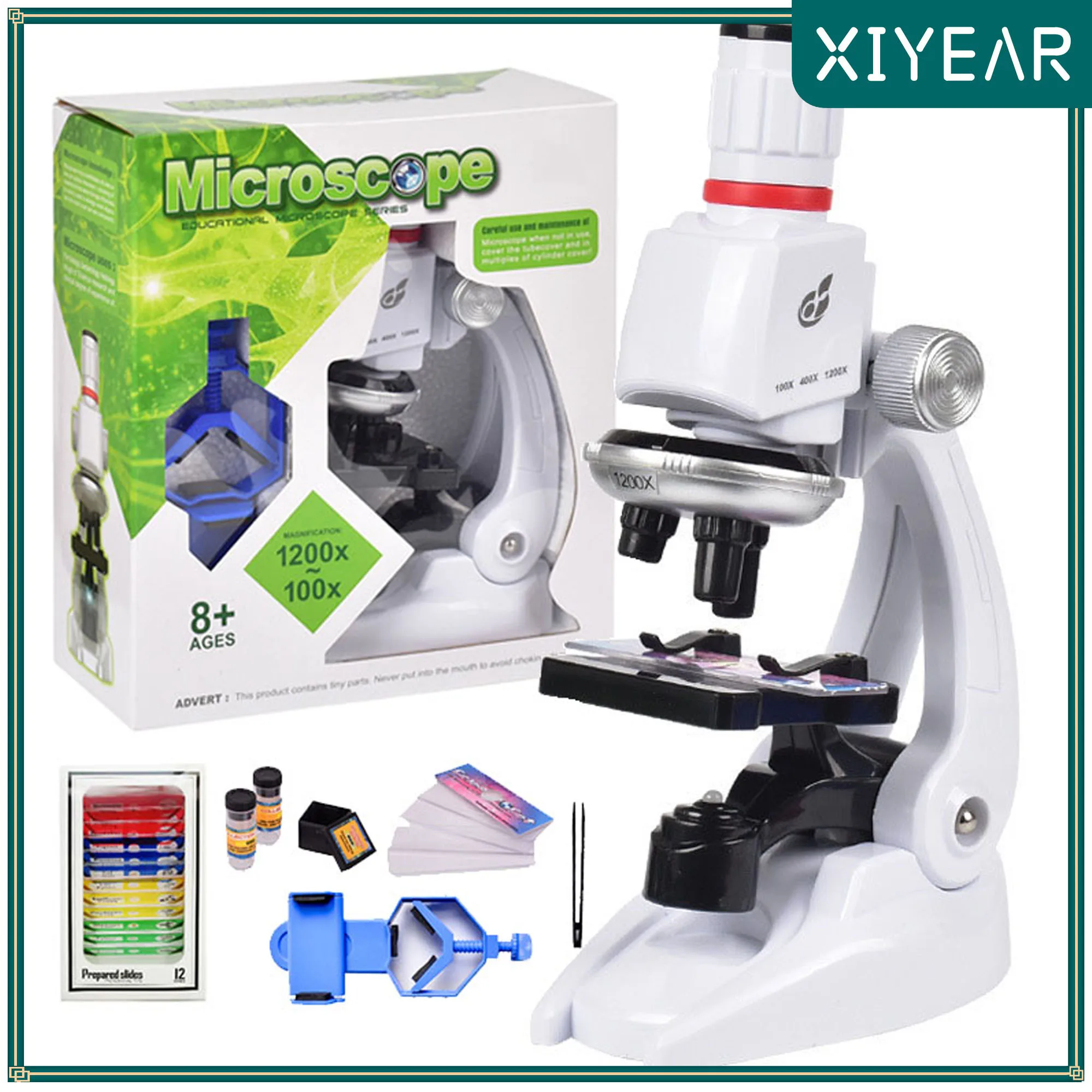 Научни комплекти, за деца, Микроскоп за начинаещи с led, 100X 400X 1200X, Образователна играчка за домашно училище, подарък за рожден Ден