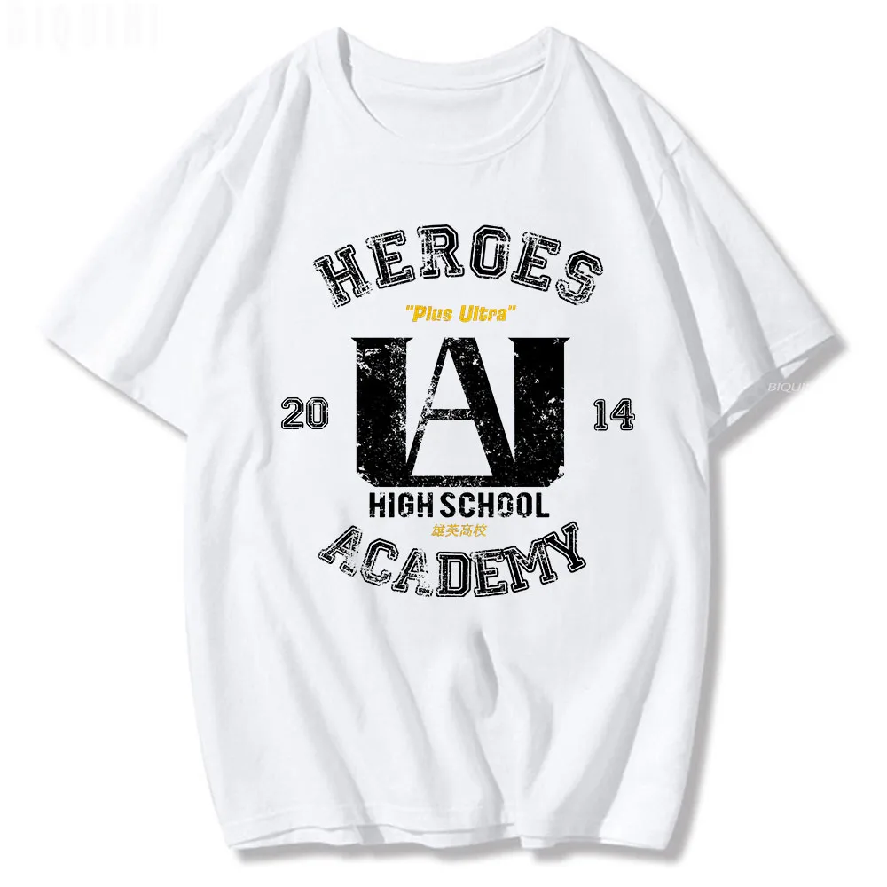 Тениска с Логото на My Hero Academia University AU за Мъже И Жени С Писмото Принтом, Памучен Годишната Реколта Тениска С Къс Ръкав, Потници Унисекс По Поръчка