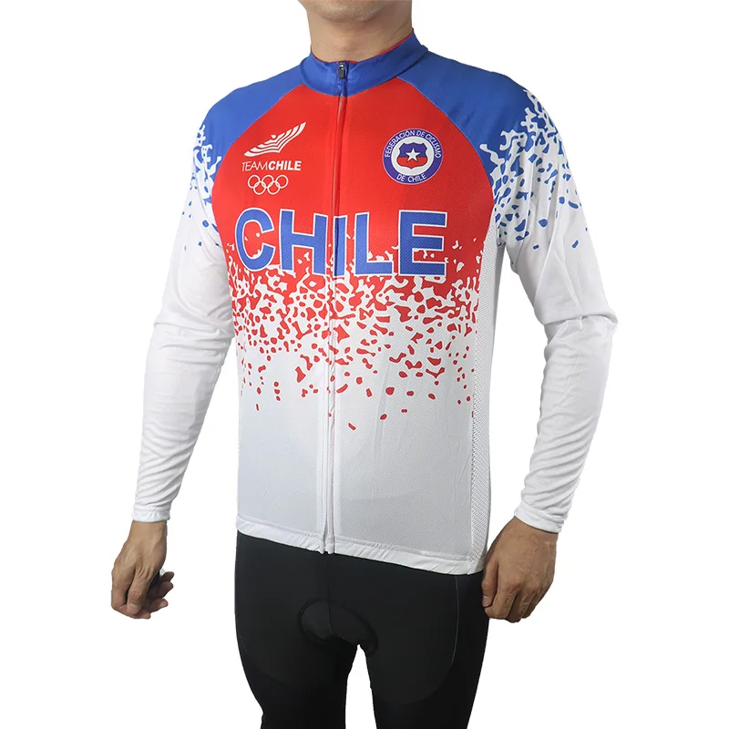 Чили, джърси за шоссейного колоезденето с дълъг ръкав, риза за мотокрос, яке, за планински велосипед, топ за катерене, червено, синьо, униформи, облекло