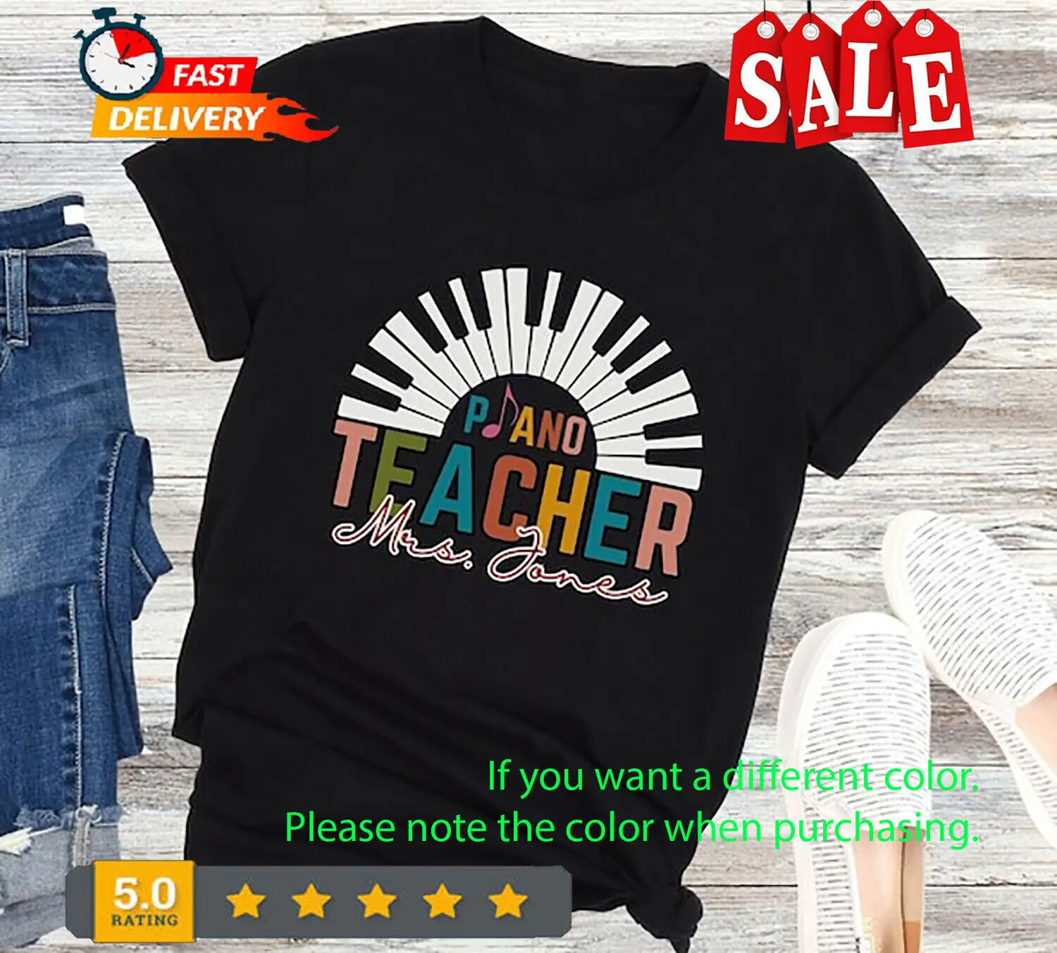 Изработена по поръчка риза за учители по пиано, персонализиран подарък за учители по пиано, името на Пиано Teac с дълъг ръкав