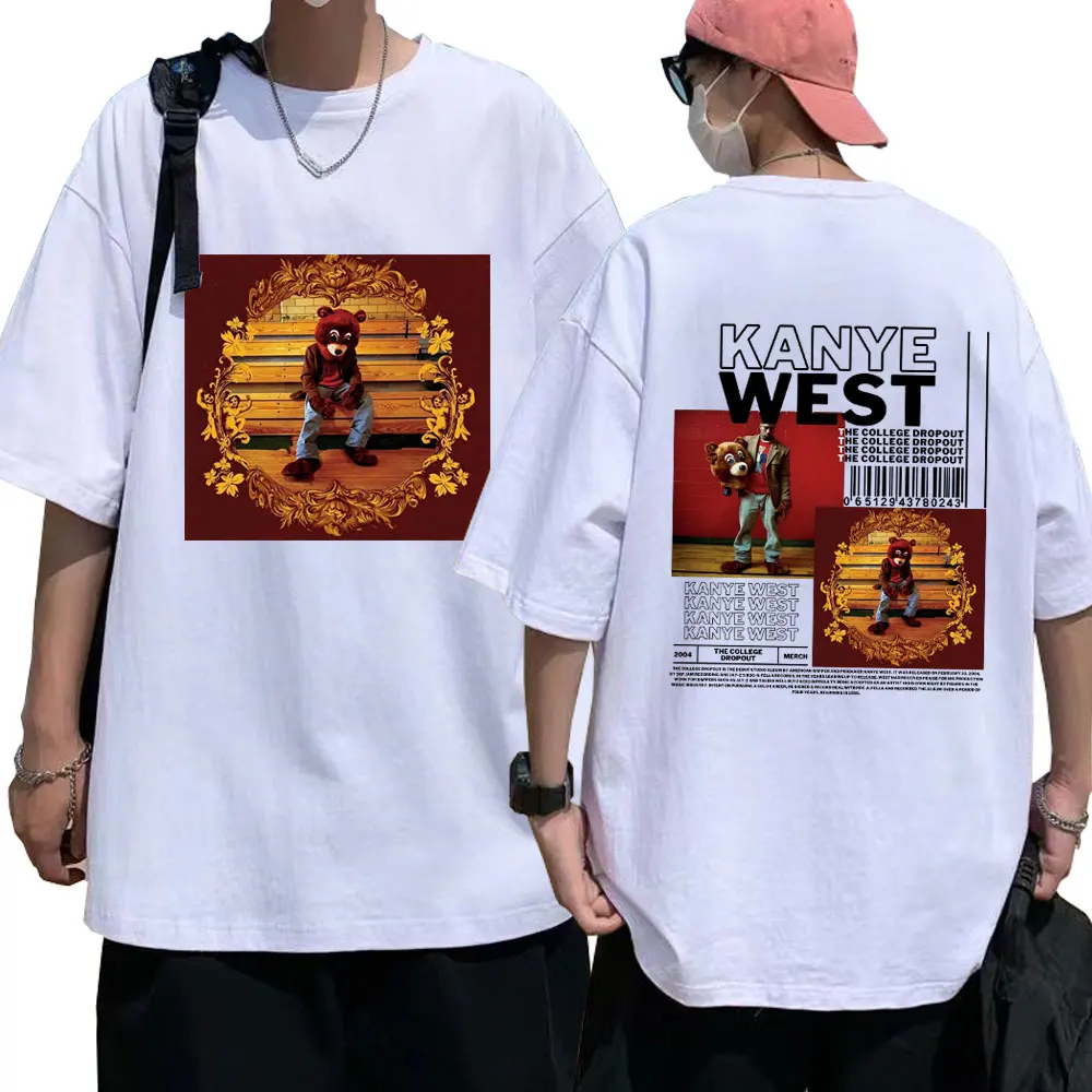 Kanye West College Dropout Тениска С принтом За Мъже И Жени, Модни Риза в стил Хип-Хоп, Ежедневни Тениски Оверсайз С Къс Ръкав, Градинска Дрехи, Блузи