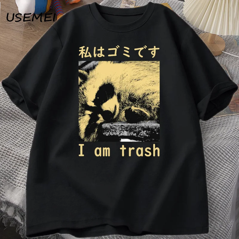 I Am Trash, Японската Тениска С Принтом миеща мечка, Harajuku, Реколта Висококачествен Памучен Тениска с къс ръкав, Мъжки Дрехи, Топ, Градинска Облекло