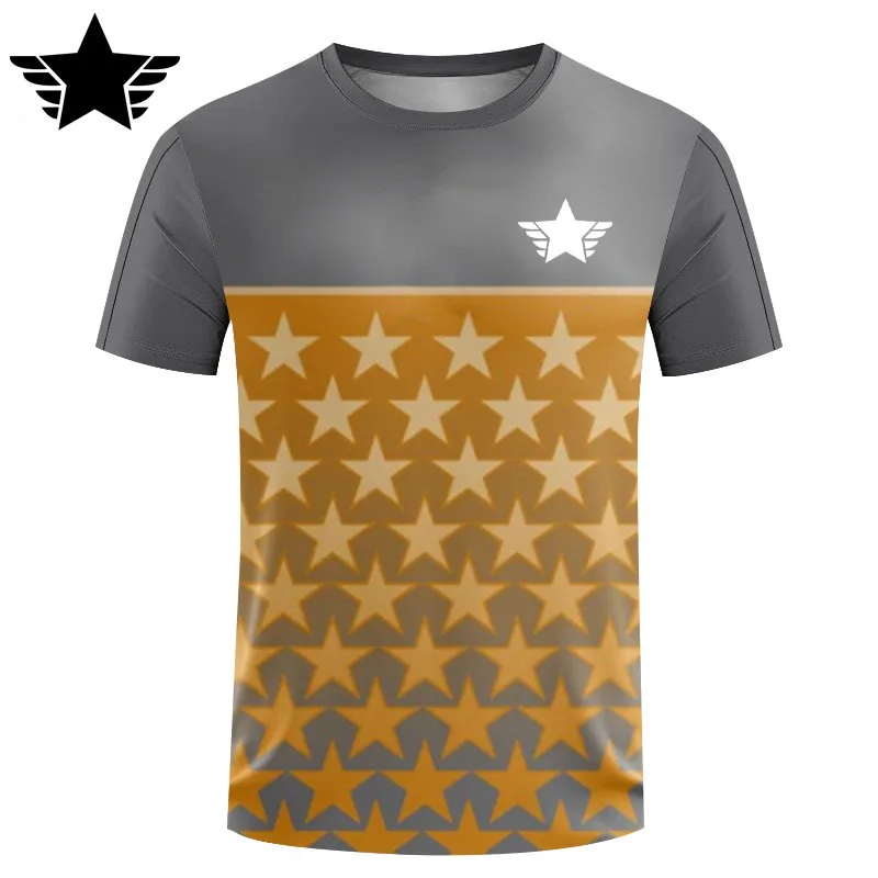 Мъжка спортна тениска с 3D принтом под формата на звезда с къс ръкав, Летен случайни уличен топ Y2K в ретро стил, къс ръкав оверсайз