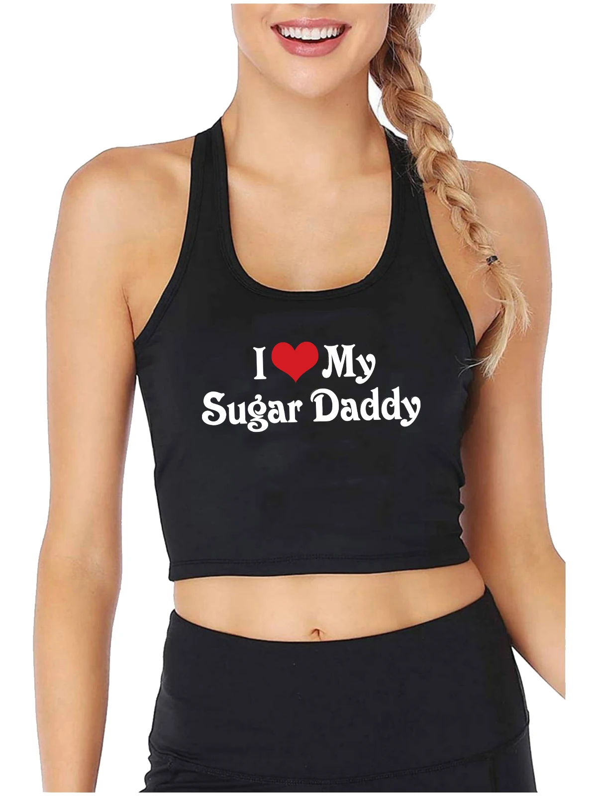 I Love My Suger Татко Design Секси Съкратен Топ Sugar Baby, С Чувство За Хумор, Забавни Върхове В Кокетливом Стил, Сексуално, Палава Тренировъчен Камизола
