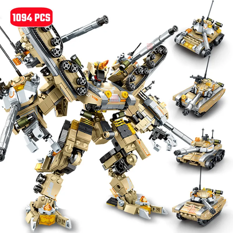 SEMBO 1094шт Комбинираната Трансформирующие Строителни блокове Mecha Tank MOC Military Series Vehicle Assembly Bricks Играчки за момчета, Подаръци