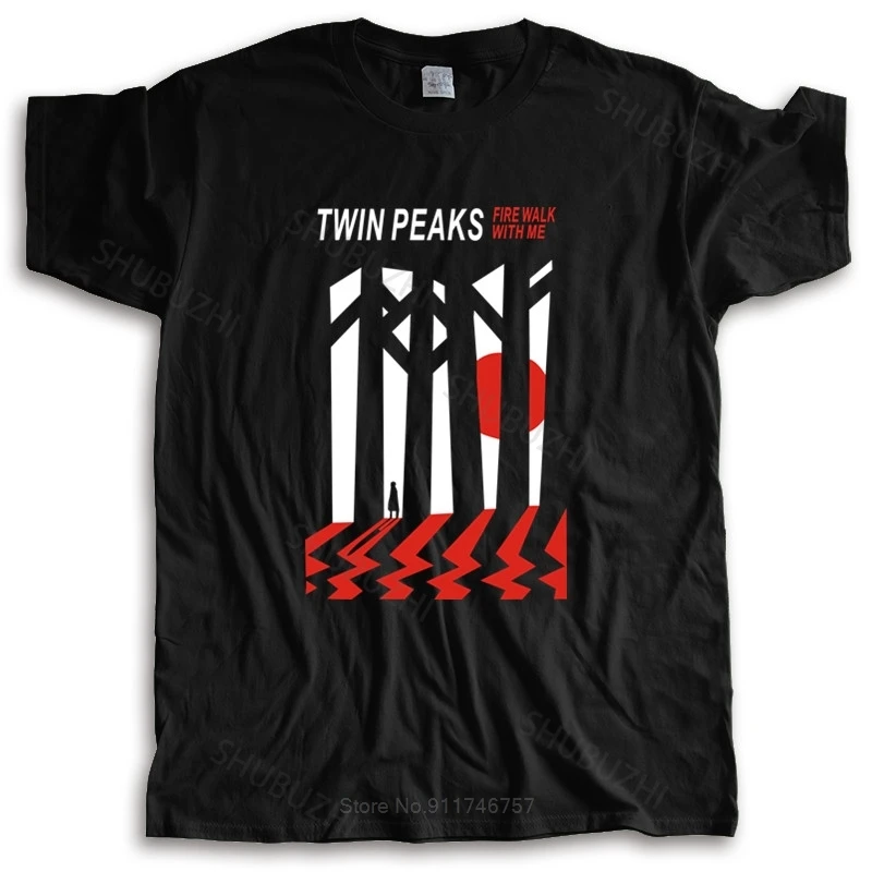 памучен тениска на марката shubuzhi, мъжка тениска с кръгло деколте, черна тениска Twin Peaks Population, размер евро, директна доставка