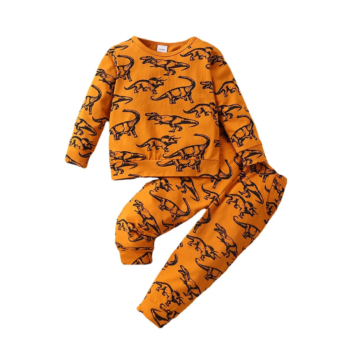 1-8 Години Есенни Комплекти от памучен дрехи за малките момичета, Пуловер с динозавром от картун за момчета, Топ, Панталон, 2 броя дрехи, ежедневни спортен костюм